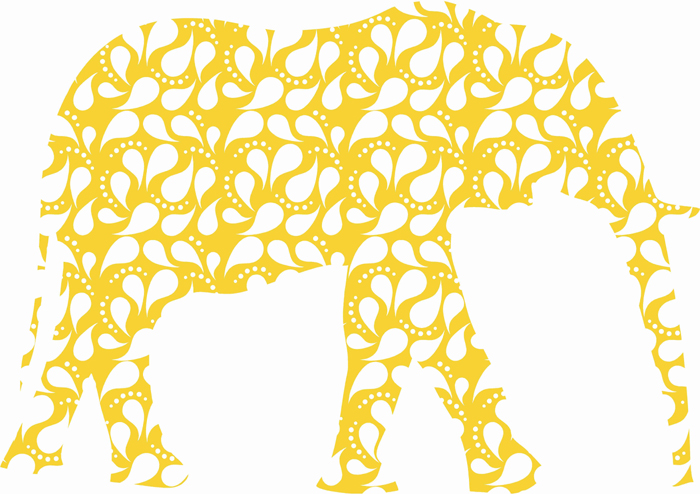 Nursery Decor Yellow Elephant Decals With Paisley Pattern