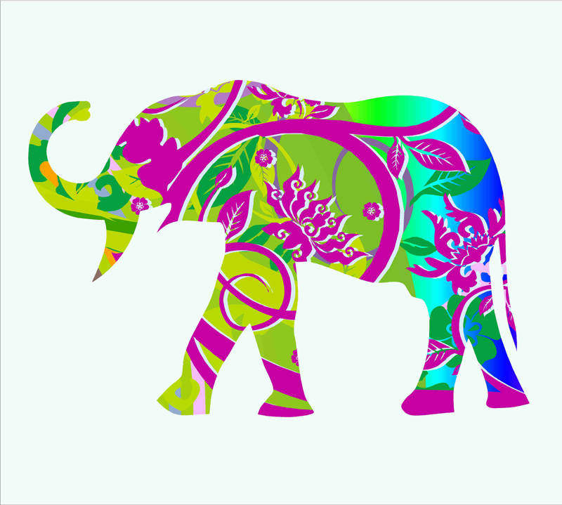 Nursery Decor Elephant in Tropical Colors Fabric Wall Decals