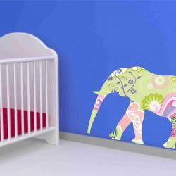 Elephant Wall Decal in Floral Print