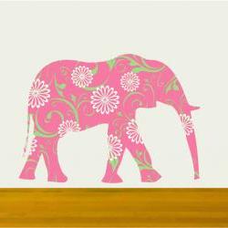 Nursery Walls Pink Elephant Vinyl Decal Sticker