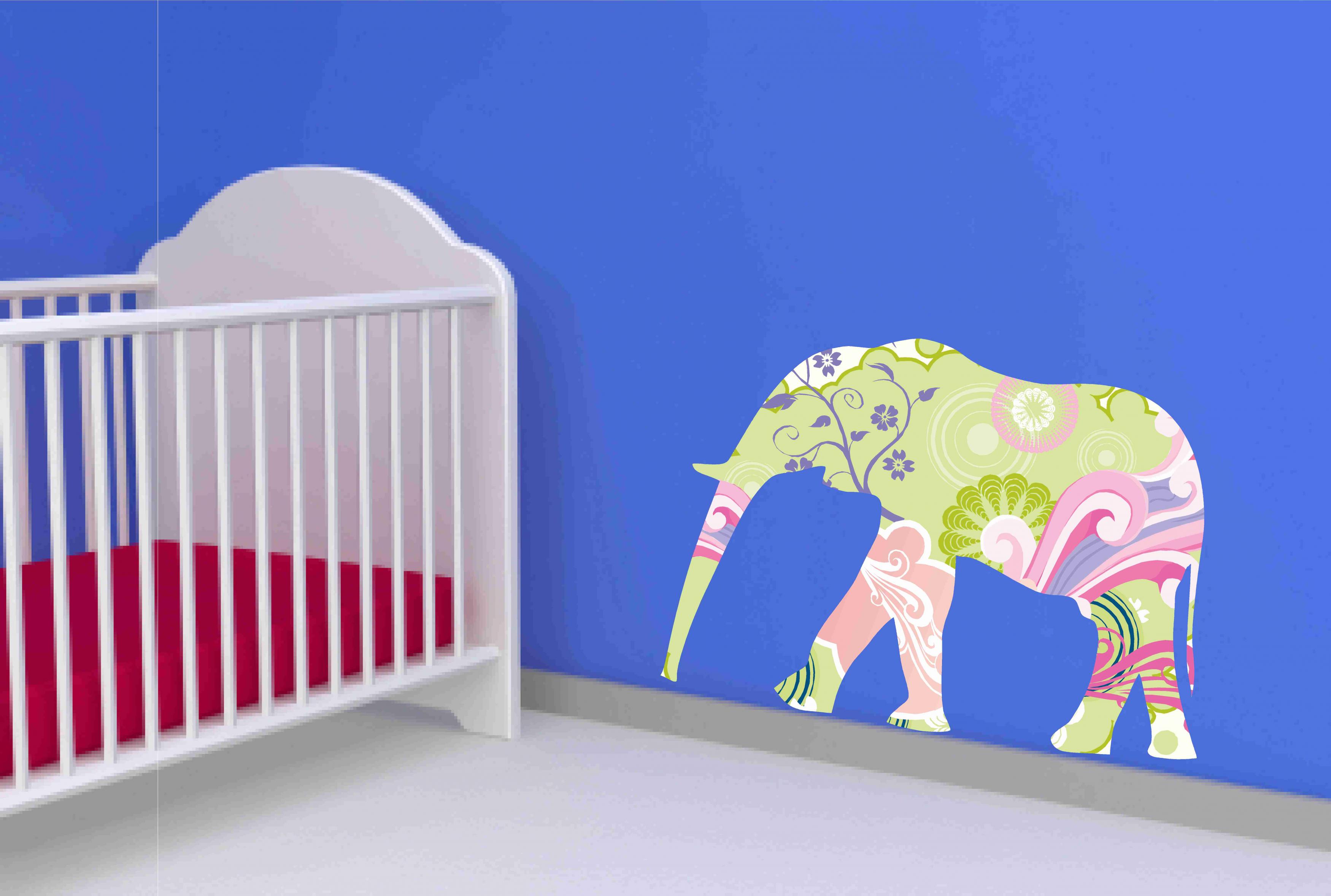 Elephant Wall Decal In Floral Print on Luulla