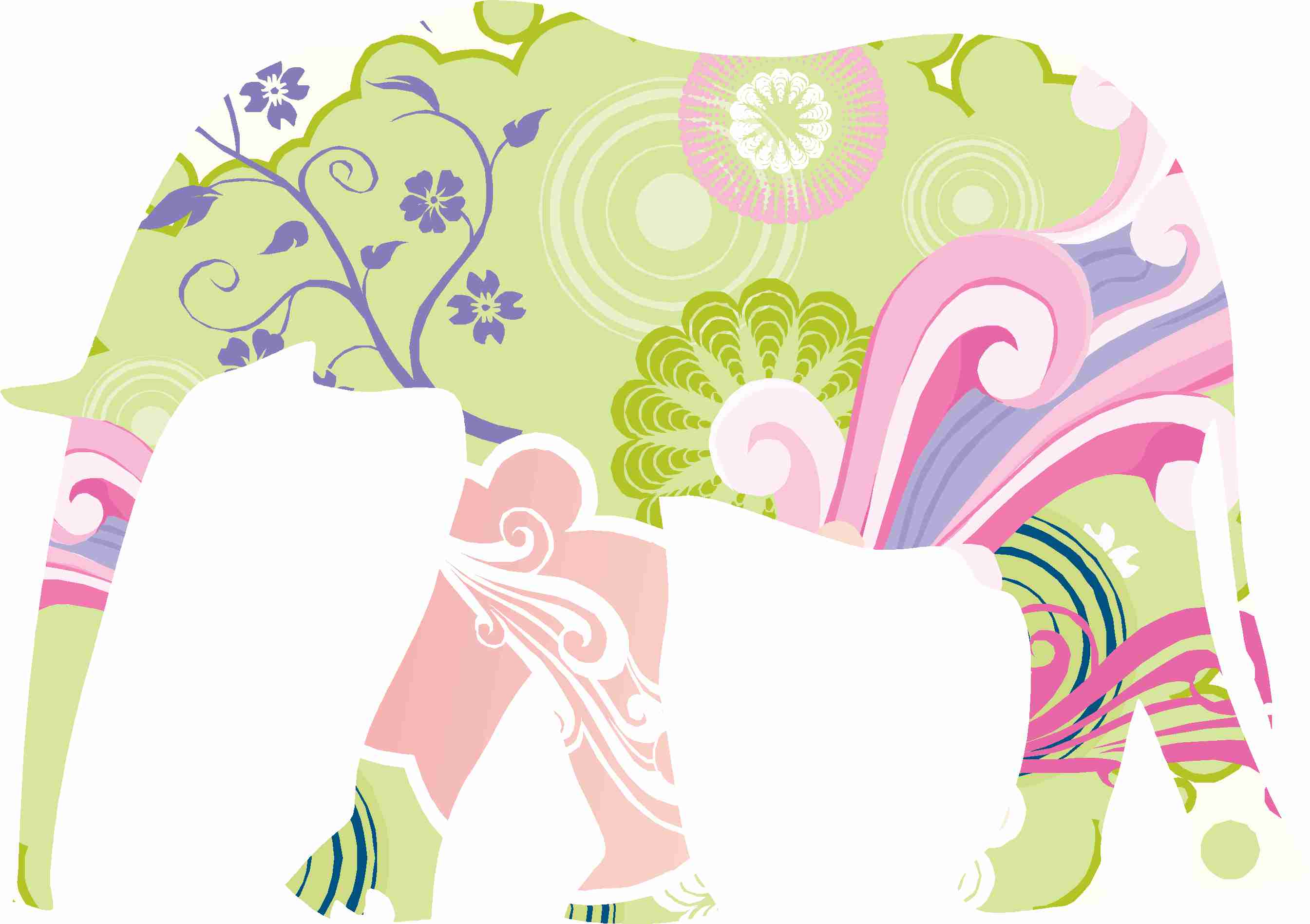 Elephant Wall Decal In Floral Print on Luulla